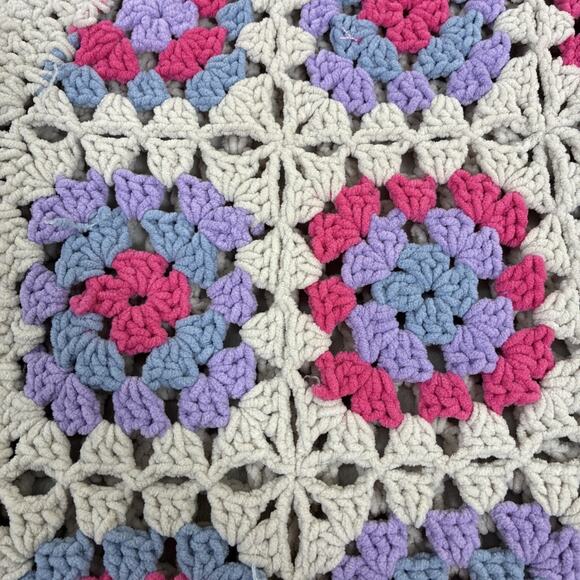 POL Granny Square Crochet Cardigan Sweater Tan, Prpl, Blue, Pink Boho Sz Small - Picture 9 of 11